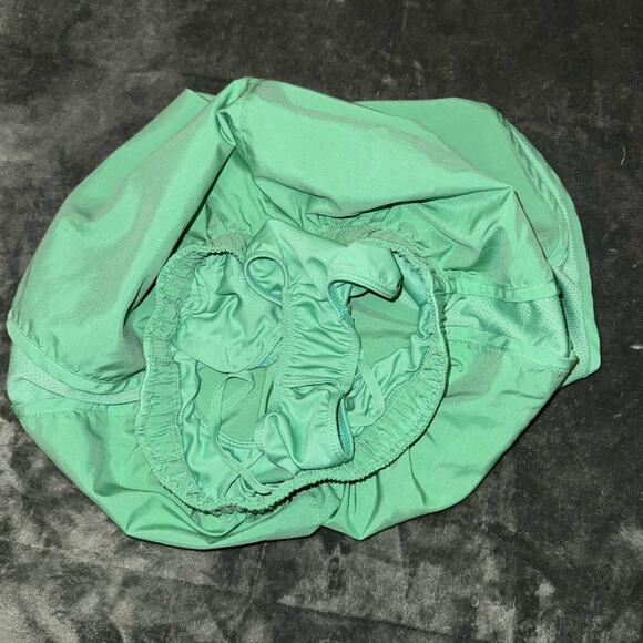 Nike Dri Fit Running Shorts Junior's XS Green Brief Liner Swoosh Logo Stretch - Picture 4 of 6